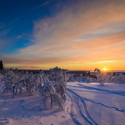Finland Lapland Zonsondergang